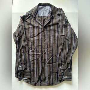 Tommy Bahama Denim Long Sleeve Button Down Brown and Purple SZ. M